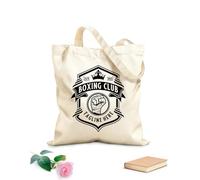 AILOONG design dell'emblema del logo della boxe, distintivo retrò dell'accademia di boxe Borsa tote con manico piatto in nastro Tessuto spesso 12 once Sostituisce lo zaino scolastico 35x40cm Grande