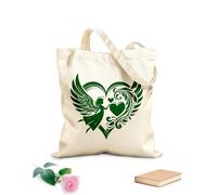 AILOONG disegno del tatuaggio dell'angelo con cuore e ali Borsa regalo in tela per vino Tessuto spesso 340g/m² Abbinabile agli abiti