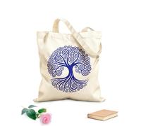 AILOONG disegno della silhouette dell'albero della vita celtico celeste Borsa tote con manico piatto in nastro Tessuto spesso 340g/m² Sostituisce lo zaino scolastico