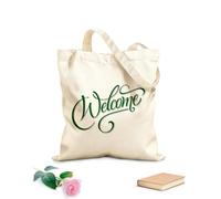 AILOONG Dolce Casa Benvenuti Vivere Borsa tote in tela grezza Tessuto spesso 340g/m² Utilizzabile come borsa porta attrezzi