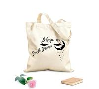 AILOONG Dormi sogni d'oro luna stelle notte Borsa tote in tela grezza Tessuto spesso 12 once Utilizzabile come borsa porta attrezzi 25x30cm Piccola