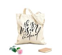 AILOONG Egli è davvero risorto, calligrafia, lettering, frase di saluto pasquale di Gesù Borse shopper riutilizzabili Tessuto spesso 12 once Pieghevole 25x30cm Piccola