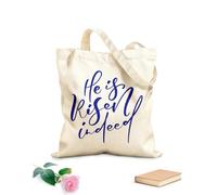 AILOONG Egli è davvero risorto, calligrafia, lettering, frase di saluto pasquale di Gesù Borse shopper riutilizzabili Tessuto spesso 340g/m² Pieghevole