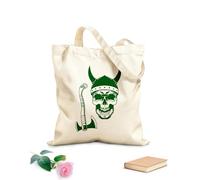 AILOONG Elmo con ascia e scheletro vichingo Borsa tote in tela grezza Tessuto spesso 340g/m² Utilizzabile come borsa porta attrezzi