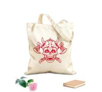 AILOONG Elmo da guerriero vichingo con teschio dei cartoni animati e ascia Borsa tote in tela grezza Tessuto spesso 340g/m² Utilizzabile come borsa porta attrezzi