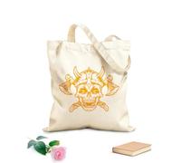 AILOONG Elmo da guerriero vichingo con teschio dei cartoni animati e ascia Borsa tote in tela grezza Tessuto spesso 340g/m² Utilizzabile come borsa porta attrezzi