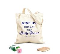 AILOONG Frase biblica Dacci oggi il nostro pane quotidiano Borse shopper riutilizzabili Tessuto spesso 340g/m² Pieghevole