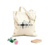 AILOONG Gabriel Blore Note audio musicali Frequenza musicale Borse da donna in calicò Tessuto spesso 12 once Pieghevole 31x36cm Media