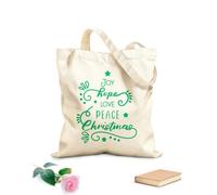 AILOONG gioia amore pace natale lettering e citazione Borse in tela con fantasia personalizzabile Tessuto spesso 340g/m² Abbinabile agli abiti
