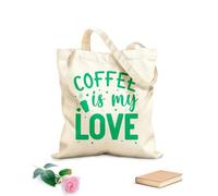 AILOONG il caffè è il mio design d'amore Borsa tote con manico piatto in nastro Tessuto spesso 340g/m² Sostituisce lo zaino scolastico