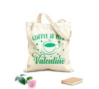AILOONG Il caffè è il mio design tipografico per San Valentino Borsa tote con manico piatto in nastro Tessuto spesso 340g/m² Sostituisce lo zaino scolastico