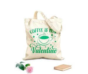 AILOONG Il caffè è il mio design tipografico per San Valentino Borsa tote con manico piatto in nastro Tessuto spesso 340g/m² Sostituisce lo zaino scolastico