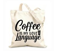 AILOONG Il caffè è il mio linguaggio dell'amore Borse shopper riutilizzabili Tessuto spesso 12 once Pieghevole 31x36cm Media