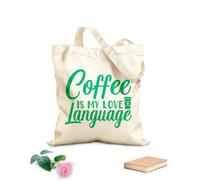 AILOONG Il caffè è il mio linguaggio dell'amore Borse shopper riutilizzabili Tessuto spesso 340g/m² Pieghevole