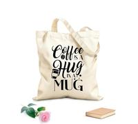 AILOONG il caffè è un abbraccio in una tazza tipografia lettering design del caffè Borsa tote con manico piatto in nastro Tessuto spesso 12 once Sostituisce lo zaino scolastico 25x30cm Piccola