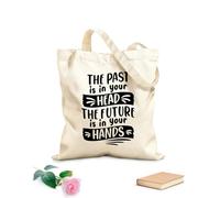AILOONG il passato è nella tua testa il futuro è nelle tue mani tipografia stampa design Borse shopper riutilizzabili Tessuto spesso 12 once Pieghevole 35x40cm Grande