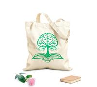 AILOONG libro sull'albero del cervello che simboleggia la crescita della conoscenza e il potenziale di apprendimento Borsa tote con manico piatto in nastro Tessuto spesso 340g/m²