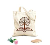AILOONG libro sull'albero del cervello che simboleggia la crescita della conoscenza e il potenziale di apprendimento Borsa tote con manico piatto in nastro Tessuto spesso 340g/m²