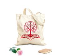 AILOONG libro sull'albero del cervello che simboleggia la crescita della conoscenza e il potenziale di apprendimento Borsa tote con manico piatto in nastro Tessuto spesso 340g/m²