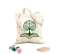 AILOONG libro sull'albero del cervello che simboleggia la crescita della conoscenza e il potenziale di apprendimento Borsa tote con manico piatto in nastro Tessuto spesso 340g/m²