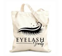 AILOONG Logo del salone di bellezza Eyes Closed Eyelashes Borsa tote in tela Tessuto spesso 12 once Sostituisce lo zaino scolastico 25x30cm Piccola