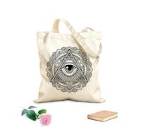 AILOONG mandala dell'occhio che tutto vede Borsa regalo in tela per vino Tessuto spesso 12 once Abbinabile agli abiti 31x36cm Media