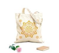 AILOONG Mandala floreale del cerchio dello studio di meditazione Borsa tote in tela grezza Tessuto spesso 340g/m² Utilizzabile come borsa porta attrezzi