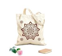 AILOONG Mandala floreale del cerchio dello studio di meditazione Borsa tote in tela grezza Tessuto spesso 340g/m² Utilizzabile come borsa porta attrezzi