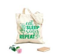 AILOONG Mangia Dormi Canta Ripeti Microfono Musica Amore Borsa della spesa in tela di cotone Tessuto spesso 340g/m² Utilizzabile come borsa regalo