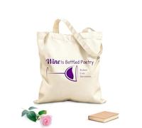 AILOONG Parole Il vino è bottiglia Vetro Alcol Bevanda Borsa tote in tela grezza Tessuto spesso 340g/m² Utilizzabile come borsa porta attrezzi