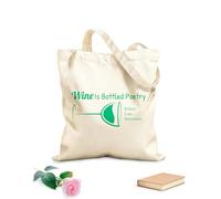 AILOONG Parole Il vino è bottiglia Vetro Alcol Bevanda Borsa tote in tela grezza Tessuto spesso 340g/m² Utilizzabile come borsa porta attrezzi
