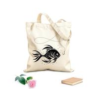 AILOONG Pesci nell'acqua Borse a tracolla in tela di cotone Tessuto spesso 12 once Utilizzabile come borsa porta attrezzi 31x36cm Media