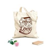 AILOONG Sacchetti portaoggetti in poliestere e cotone 1 Il caffè è il mio linguaggio dell'amore Tessuto spesso 340g/m² Scritta personalizzabile