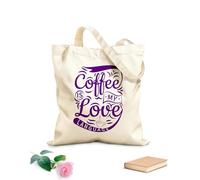 AILOONG Sacchetti portaoggetti in poliestere e cotone 1 Il caffè è il mio linguaggio dell'amore Tessuto spesso 340g/m² Scritta personalizzabile