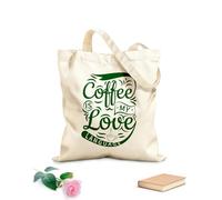 AILOONG Sacchetti portaoggetti in poliestere e cotone 1 Il caffè è il mio linguaggio dell'amore Tessuto spesso 340g/m² Scritta personalizzabile