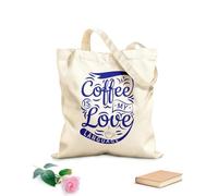 AILOONG Sacchetti portaoggetti in poliestere e cotone 1 Il caffè è il mio linguaggio dell'amore Tessuto spesso 340g/m² Scritta personalizzabile