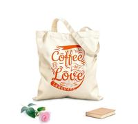 AILOONG Sacchetti portaoggetti in poliestere e cotone 1 Il caffè è il mio linguaggio dell'amore Tessuto spesso 340g/m² Scritta personalizzabile