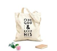 AILOONG Sacchetti portaoggetti in poliestere e cotone citazione biblica temere Dio e osservare i suoi comandamenti Tessuto spesso 12 once Scritta personalizzabile 35x40cm Grande