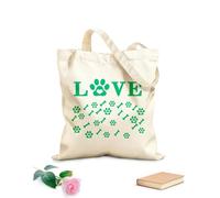 AILOONG Sacchetti portaoggetti in poliestere e cotone Citazioni sui cani, amore tra gatti e cuccioli, impronte Tessuto spesso 340g/m² Scritta personalizzabile