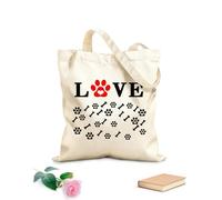 AILOONG Sacchetti portaoggetti in poliestere e cotone Citazioni sui cani, amore tra gatti e cuccioli, impronte Tessuto spesso 340g/m² Scritta personalizzabile