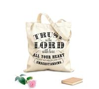 AILOONG Sacchetti portaoggetti in poliestere e cotone confida nel Signore con amore detti cristiani Tessuto spesso 12 once Scritta personalizzabile 35x40cm Grande