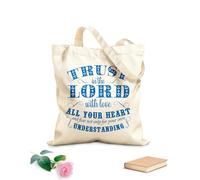 AILOONG Sacchetti portaoggetti in poliestere e cotone confida nel Signore con amore detti cristiani Tessuto spesso 340g/m² Scritta personalizzabile
