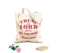 AILOONG Sacchetti portaoggetti in poliestere e cotone confida nel Signore con amore detti cristiani Tessuto spesso 340g/m² Scritta personalizzabile