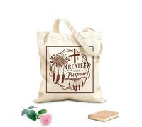 AILOONG Sacchetti portaoggetti in poliestere e cotone creato con uno scopo Gesù Cristo Tessuto spesso 340g/m² Scritta personalizzabile
