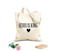 AILOONG Sacchetti portaoggetti in poliestere e cotone cristiano che dice che Gesù è re Tessuto spesso 12 once Scritta personalizzabile 31x36cm Media