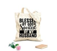 AILOONG Sacchetti portaoggetti in poliestere e cotone Dio benedetto ha rovinato il regalo di mio marito Tessuto spesso 12 once Scritta personalizzabile 31x36cm Media