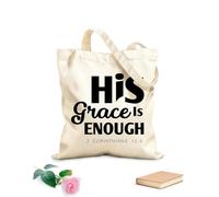AILOONG Sacchetti portaoggetti in poliestere e cotone fede cristiana la sua grazia è sufficiente Tessuto spesso 12 once Scritta personalizzabile 35x40cm Grande