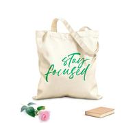 AILOONG Sacchetti portaoggetti in poliestere e cotone frase di calligrafia moderna per restare concentrati Tessuto spesso 340g/m² Scritta personalizzabile