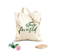 AILOONG Sacchetti portaoggetti in poliestere e cotone frase di calligrafia moderna per restare concentrati Tessuto spesso 340g/m² Scritta personalizzabile