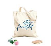 AILOONG Sacchetti portaoggetti in poliestere e cotone frase di calligrafia moderna per restare concentrati Tessuto spesso 340g/m² Scritta personalizzabile